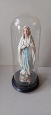 Vecchia Statua Madonna In Gesso E Campana Di Vetro D Epoca 