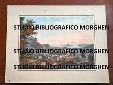 1840 ACHILLE VIANELLI ACQUATINTA NAPOLI VILLAGGIO DI FUORIGROTTA NISIDA BAGNOLI