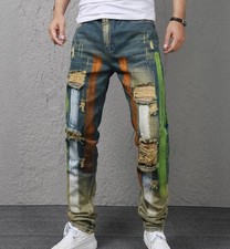 Jeans Uomo Retro Blu Colore