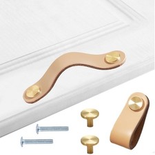 HY HUIJUN Pomelli in Pelle per Mobili 4 Pezzi Maniglie per Cassetti e Ar