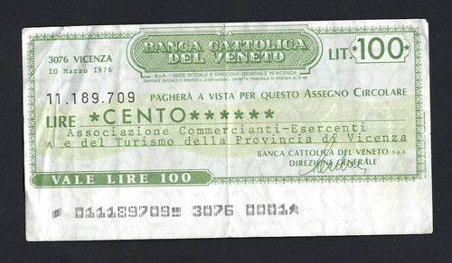 Miniassegno banca cattolica - miniassegno,