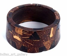 Vntg Gioielli Indiano Legno Bracciale Rigido Grazioso Mosaico Intarsio Omaggio.