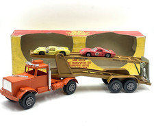 VINTAGE ANNI 70 BISARCA POLISTIL  car transporter set Alfa 33 Renault Alpine DN