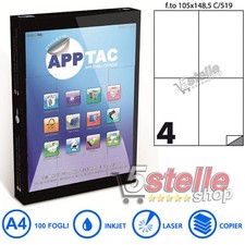 100 FOGLI A4 CARTA ADESIVA 400