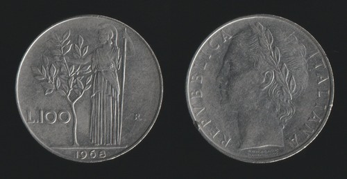100 lire 1968 minerva italia - 1968,