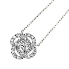 Collana con ciondolo diamante Ponte Vecchio K18WG fiore 0,18 ct -...