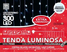 TENDA 300 LED BIANCO FREDDO CON FLASH PROLUNG. ESTERNO 5X1MT