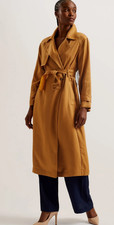TED BAKER trench coat donna UK 8 e 10 Biferno marrone colorblock cintura NUOVO