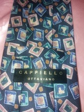 CRAVATTA UOMO NUOVA PURA SETA SILK SOIE TIE FANTASIA FIRMATE ''CAPPIELLO''