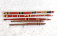 Antico Primitive Handmade Laccati Mano Ventola Legno Bastone da Collezione 5Pc