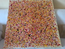 Quadro Moderno Dipinto A Mano AstrattoMinimal Materico Stile Pollock Idea Regalo