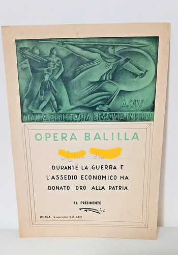 Oro alla patria attestato - oro, patria-attestato