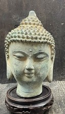 rara testa di Buddha tailandese in bronzo con bella patina antica Bangkok