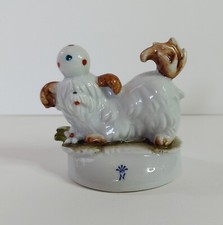  PORCELLANA DI CAPODIMONTE GINO PEZZATO  CANE CON PALLA IN TESTA VINTAGE