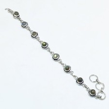 Bracciale etnico fatto a mano in argento sterling .925 con pietre preziose la...