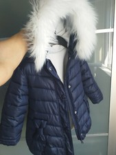 Giubbotto imbottito blu, cappuccio finta pelliccia bambina, 3-4 anni, Bimbus.