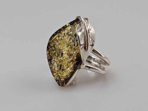 Anello ambra verde - ,