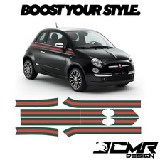 Fasce Adesive Laterali Retro FIAT 500 Gucci + Adesivo Cruscotto Striscia interna