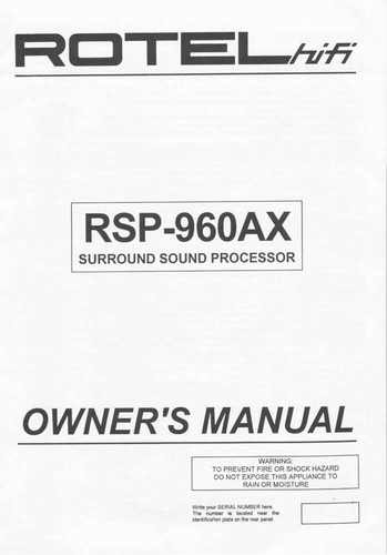 Rotel rsp 960ax processore - rotel, rsp-960ax