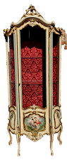 VETRINA CRISTALLIERA DECORATA DIPINTA BAROCCO VENEZIANO 1950/60 L 85 P 36 H 190
