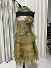 Abito Corto Oro Taglia 44 Con