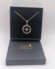 Collana uomo bussola stella del nord ciondolo catena 24" acciaio inox