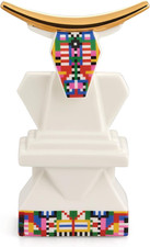 Cow ESA05 4 Statuina Bue per Presepe in Porcellana Con Decalcomanie Applicate a 