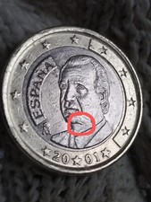 Moneta da 1€ 2001 Spagna con Materiale in Eccesso su entrambe le facciate