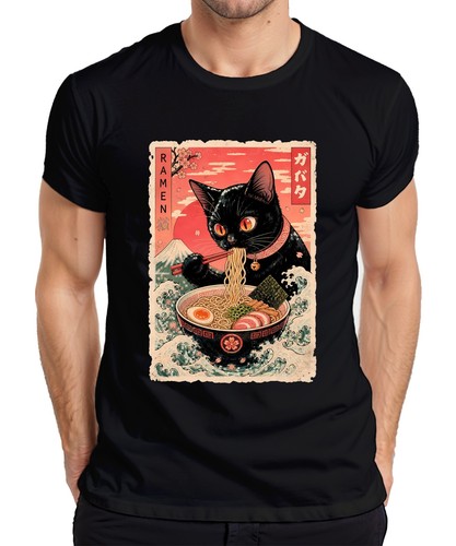 Shirt uomo ramen gatto nero - uomo,