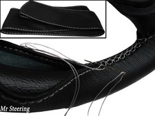 Coprivolante In Pelle Italiana Nera Per Fiat Seicento 600 Con Cuciture Bianche
