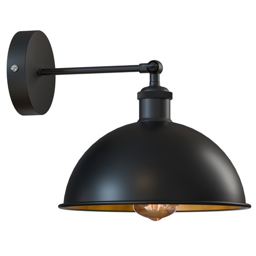 E27 wall light black - black, dome