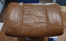 Ottomano vintage MCM Ekornes antistress pelle marrone base legno cattive condizioni