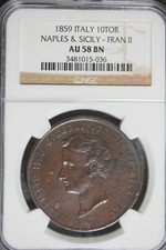 1859 - NGC AU58BN ITALY 10TOR