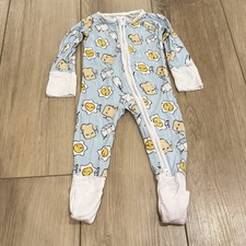 Pigiama con cerniera Little Sleepies Breakfast Buddies bambù blu latte uova toast 0-3