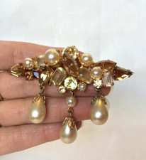 BROCHE VINTAGE STRASS PERLES