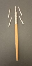 Penna stilografica in legno e metallo con 5 pennini ad inchiostro vintage (351)