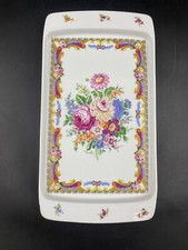 Vassoio stoviglie portate centrotavola rettangolare t Limoges DEPOS fiori oro