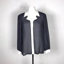 Camicia da donna Vintage gessata a righe blu scuro bianco da signora oversize 47