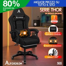 ALFORDSON Massaggio Sedia da Ufficio Gaming Tessuto di Lino Computer Racer