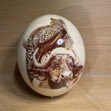 Uovo di struzzo decorato animali africani