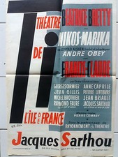 Manifesto Antica Théâtre Nikos E Marika Originale Vintage Poster Sarthou Sibia