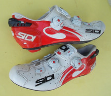 Scarpe da strada SiDi Wire Push Carbon Vent 41 EU/7 US Mesh 3 bulloni spin bianco/rosso