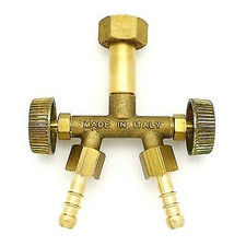 CROCIERA RUBINETTI OTTONE PER BOMBOLA GPL 3 VIE + DADO BOMBOLA DUE USCITE 38078