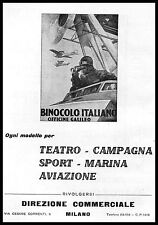 PUBBLICITA' 1931 OFFICINE GALILEO BINOCOLO ITALIANO AEREO AVIAZIONE MARINA SPORT