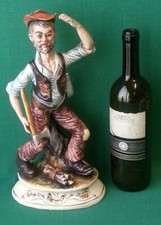 GRANDE STATUA STATUINA BOSCAIOLO TAGLIALEGNA PORCELLANA CAPODIMONTE ITALY. QQ26