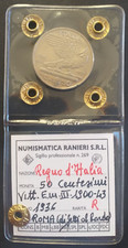 50 CENTESIMI IMPERO 1936 A.XIV BB V.E. III PERIZIATA NIP RANIERI (GIG.182)