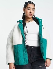 Giacca trapuntata Noisy May Borg e 16 48 verde panna con cappuccio nuova con etichetta