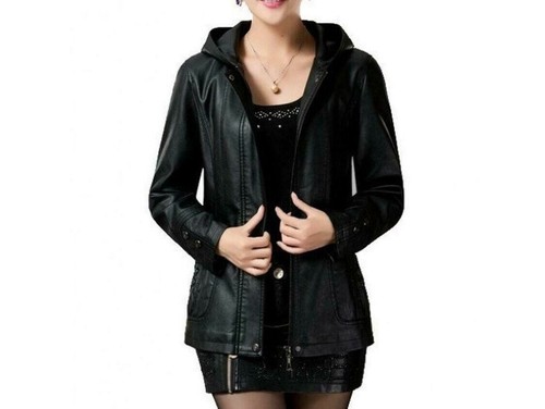Giacca donna vera pelle nera
