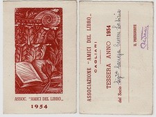 #CAGLIARI: TESSERA XILOGRAFATA DI MARRAS- ASSOC. "AMICI DEL LIBRO" 1954