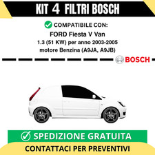 KIT BOSCH 4 Filtri tagliando per FORD Fiesta V Van 1.3 51 kw Benzina 2003-2005